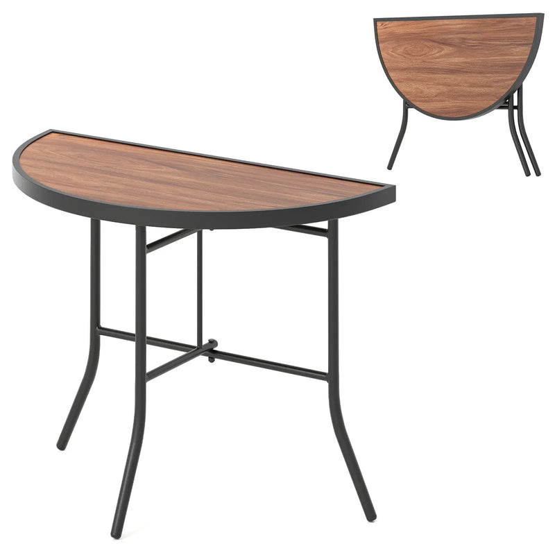 Half-Round Folding Event Table with Metal Frame by DirectDeals