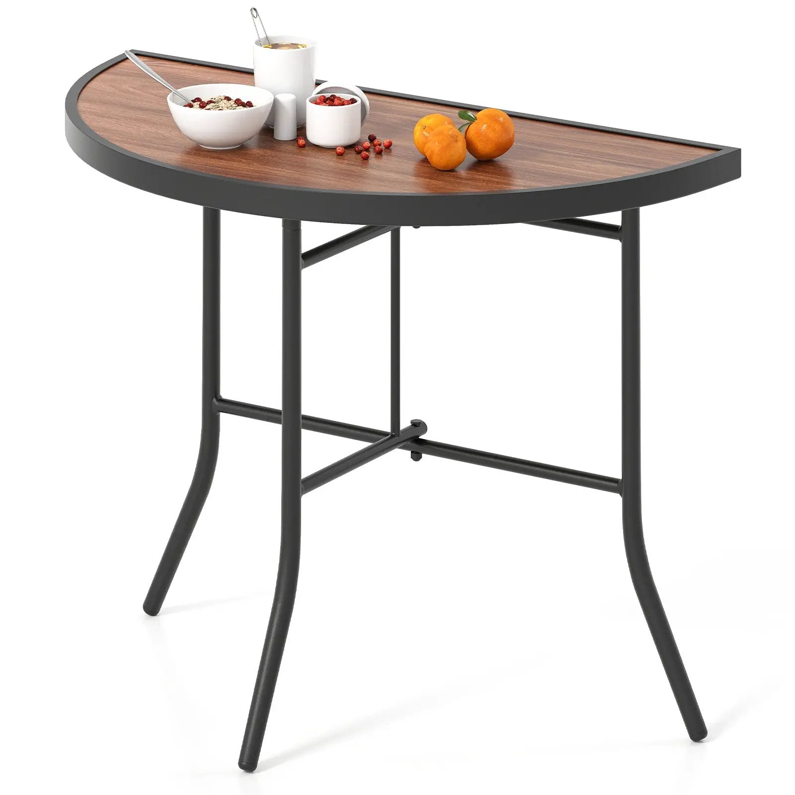 Half-Round Folding Event Table with Metal Frame by DirectDeals