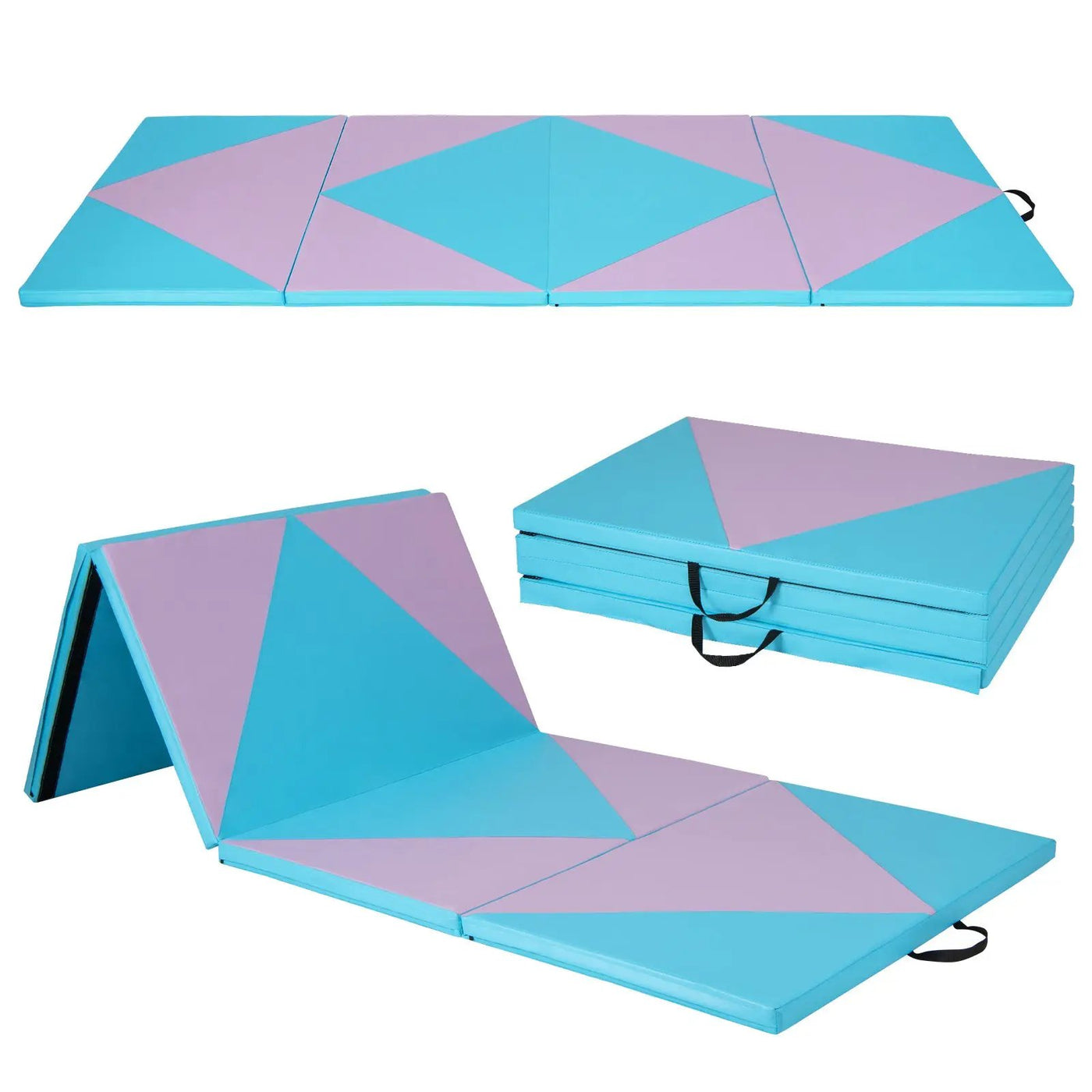4-Panel PU Leather Folding Exercise Gym Mat with Hook and Loop Fasteners by DirectDeals