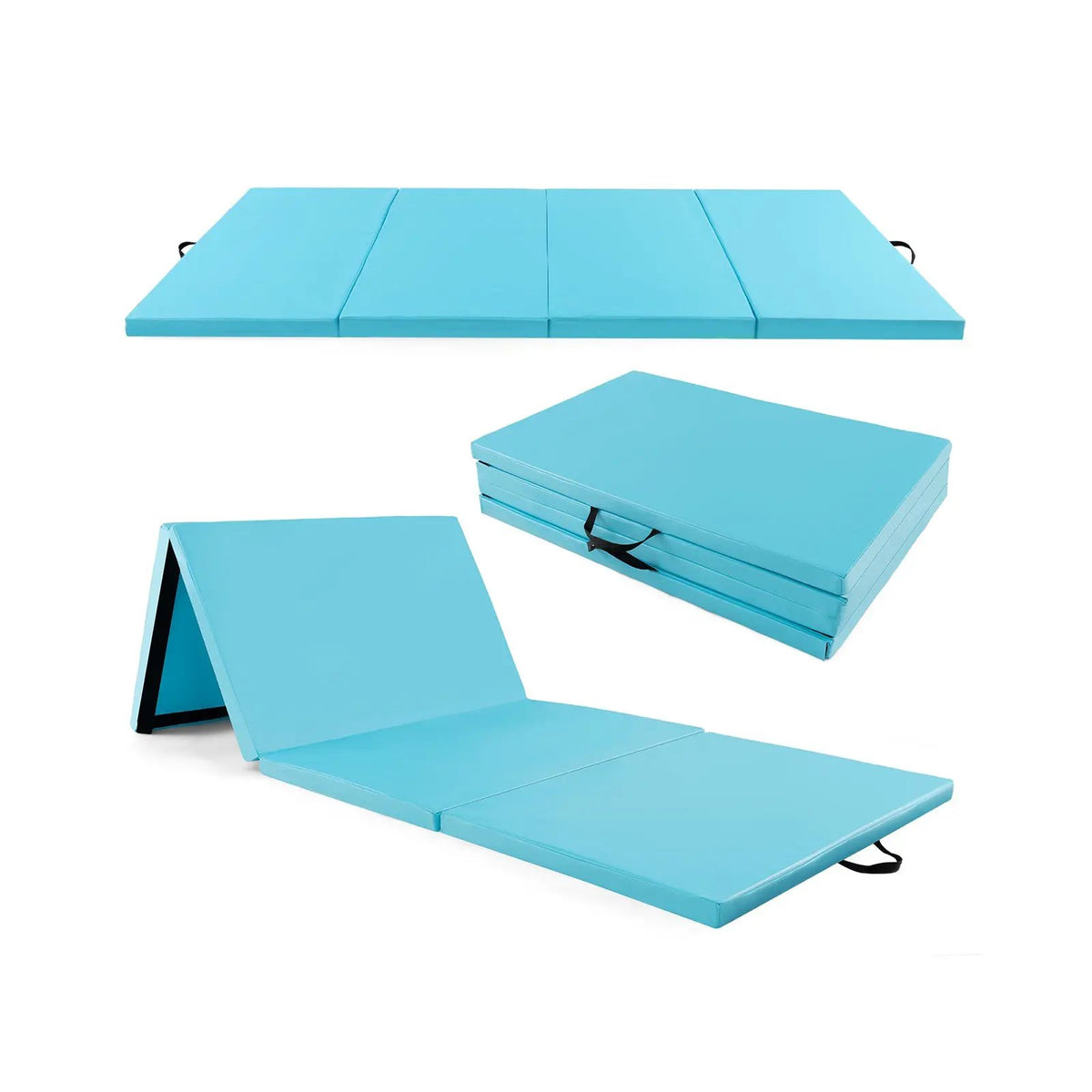 4-Panel PU Leather Folding Exercise Mat with Carrying Handles by DirectDeals