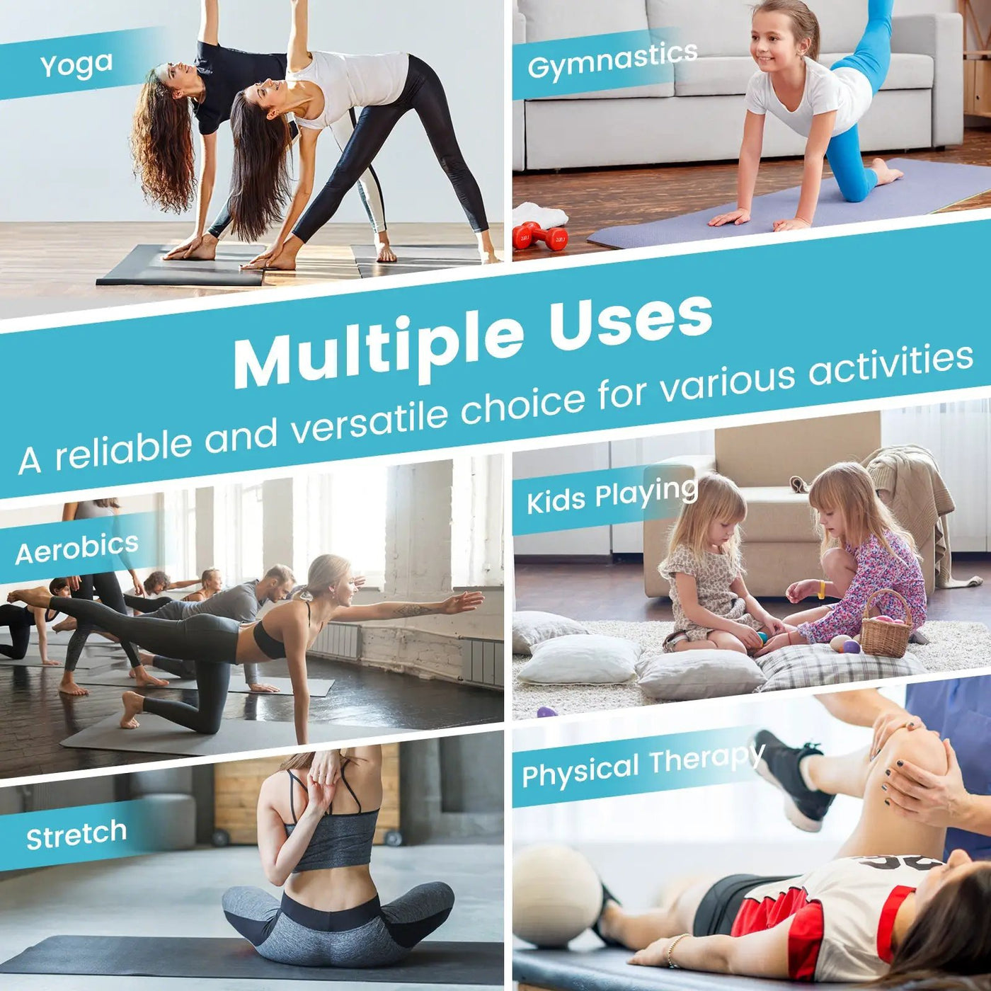 4-Panel PU Leather Folding Exercise Mat with Carrying Handles by DirectDeals