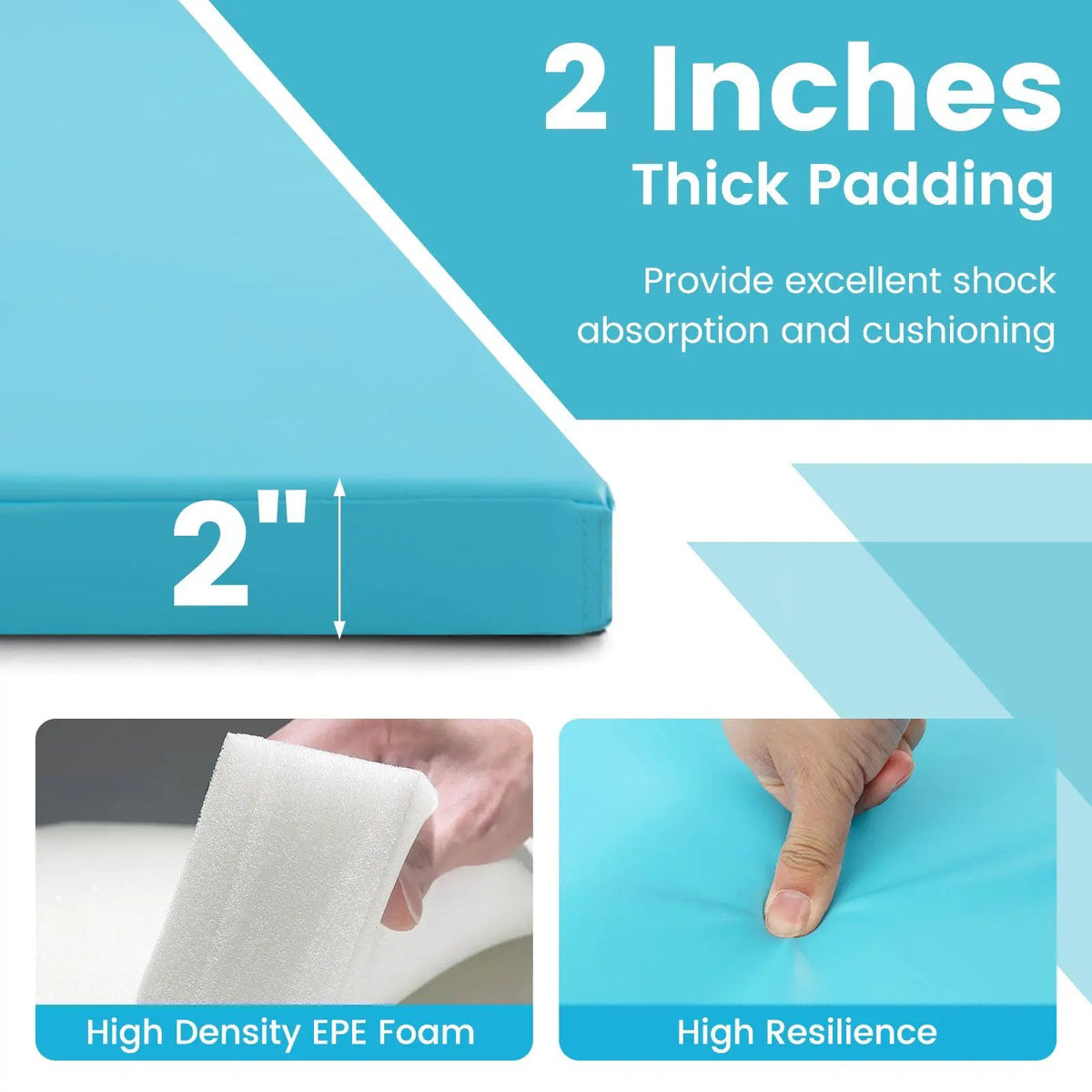 4-Panel PU Leather Folding Exercise Mat with Carrying Handles by DirectDeals