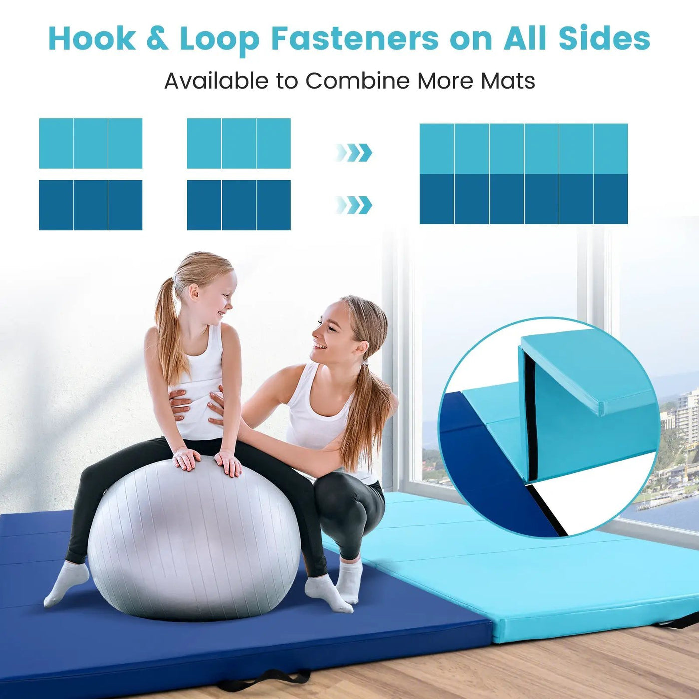 4-Panel PU Leather Folding Exercise Mat with Carrying Handles by DirectDeals