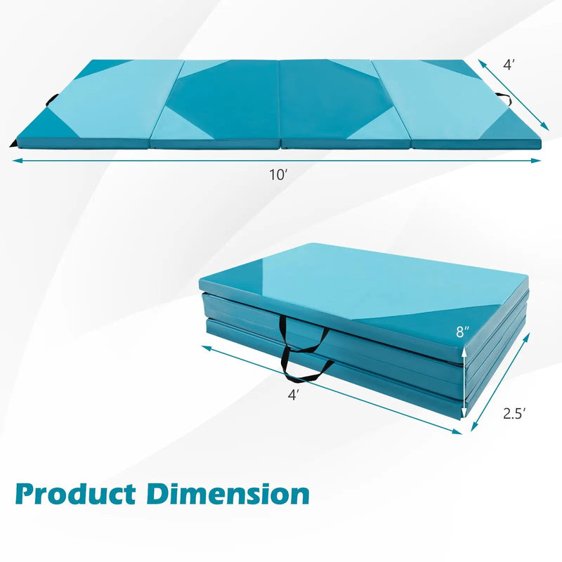 10 Feet x 4 Feet x 2 Inch Folding Exercise Mat with Hook and Loop Fasteners by DirectDeals