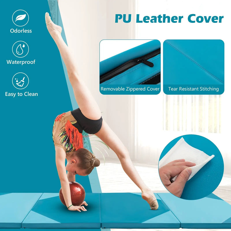 10 Feet x 4 Feet x 2 Inch Folding Exercise Mat with Hook and Loop Fasteners by DirectDeals