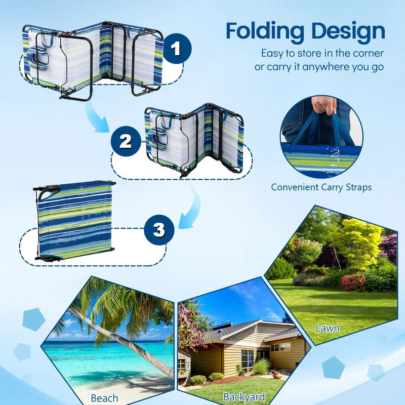 Folding Face Down Tanning Chair with Face Hole 3 Removable Pillows