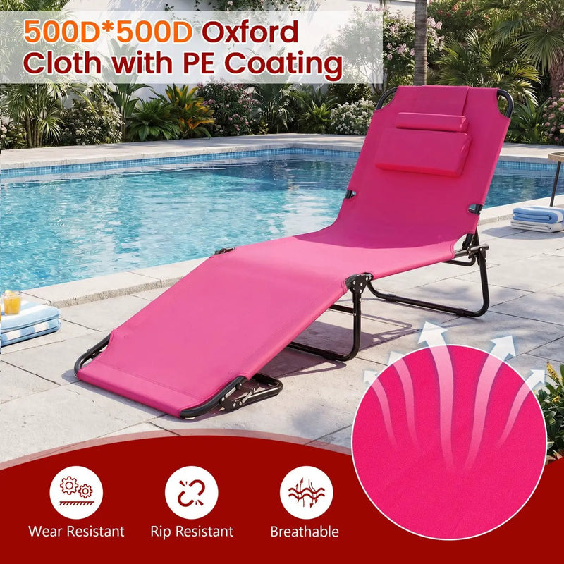 Folding Face Down Tanning Chair with Face Hole 3 Removable Pillows