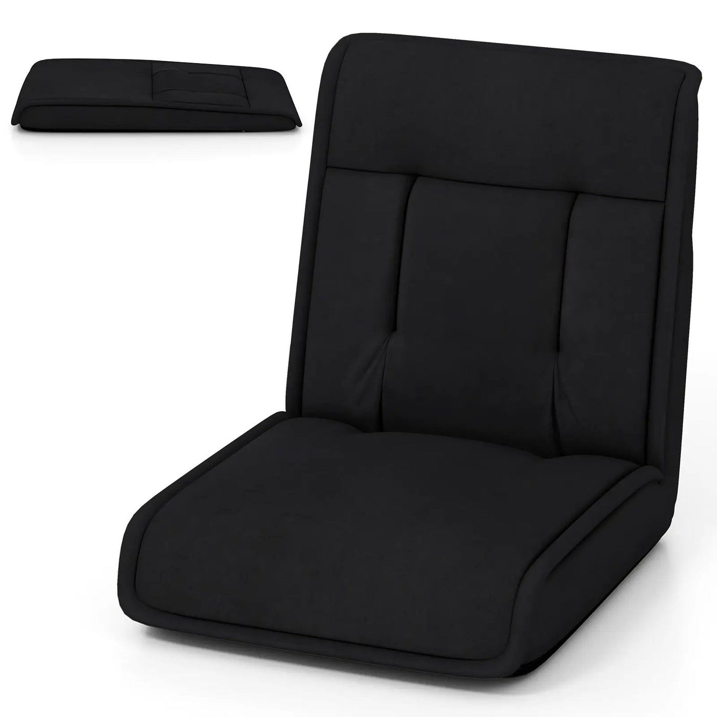 Folding Floor Chair Convertible Lazy Chair with 14-Poistion Adjustable Backrest by DirectDeals
