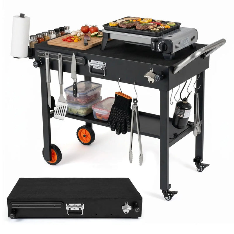 Folding Grill Cart for 17" and 22" Griddles with Heat Mat by DirectDeals