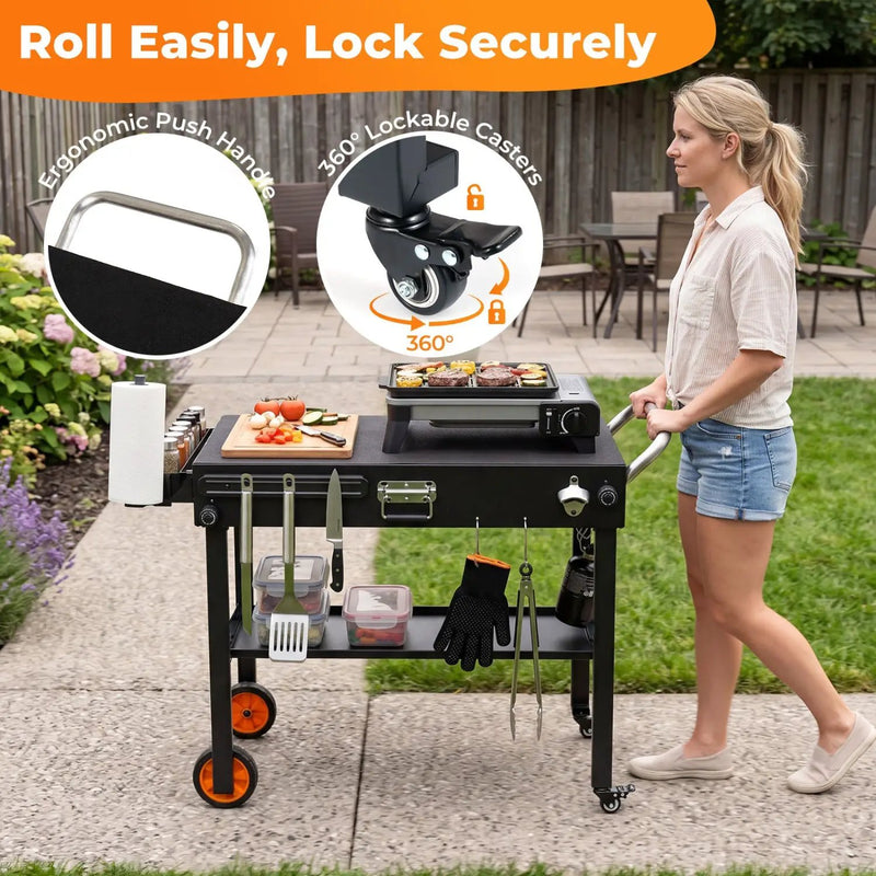 Folding Grill Cart for 17" and 22" Griddles with Heat Mat by DirectDeals