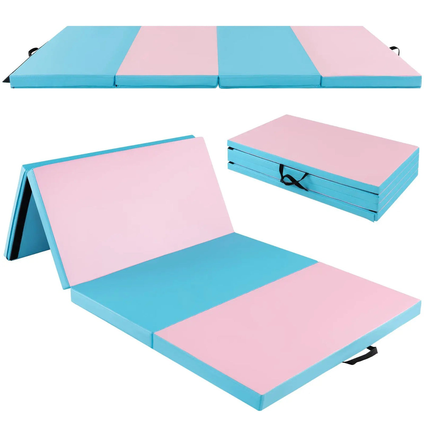 Folding Gymnastics Mat with Carry Handles and Sweatproof Detachable PU Leather Cover by DirectDeals