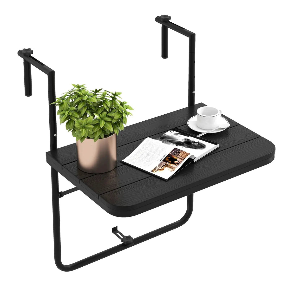 Folding Hanging Table with 3-Level Adjustable Height for Patio Balcony by DirectDeals