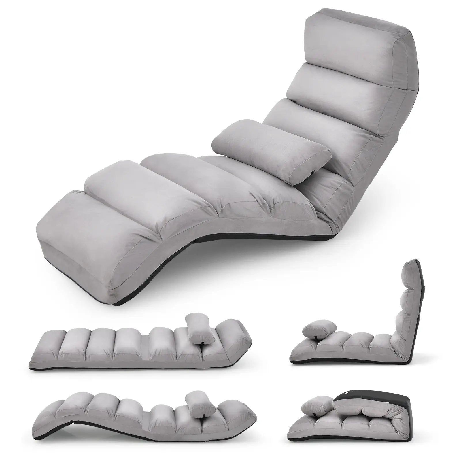 Folding Lazy Sofa Chair Stylish Sofa Couch Beds Lounge Chair W/Pillow by DirectDeals