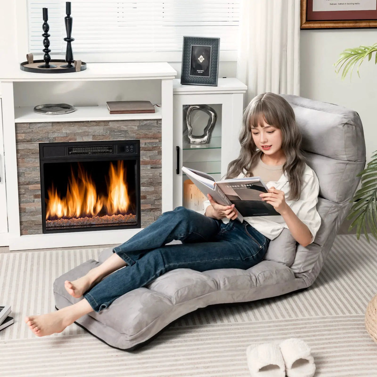Folding Lazy Sofa Chair Stylish Sofa Couch Beds Lounge Chair W/Pillow by DirectDeals