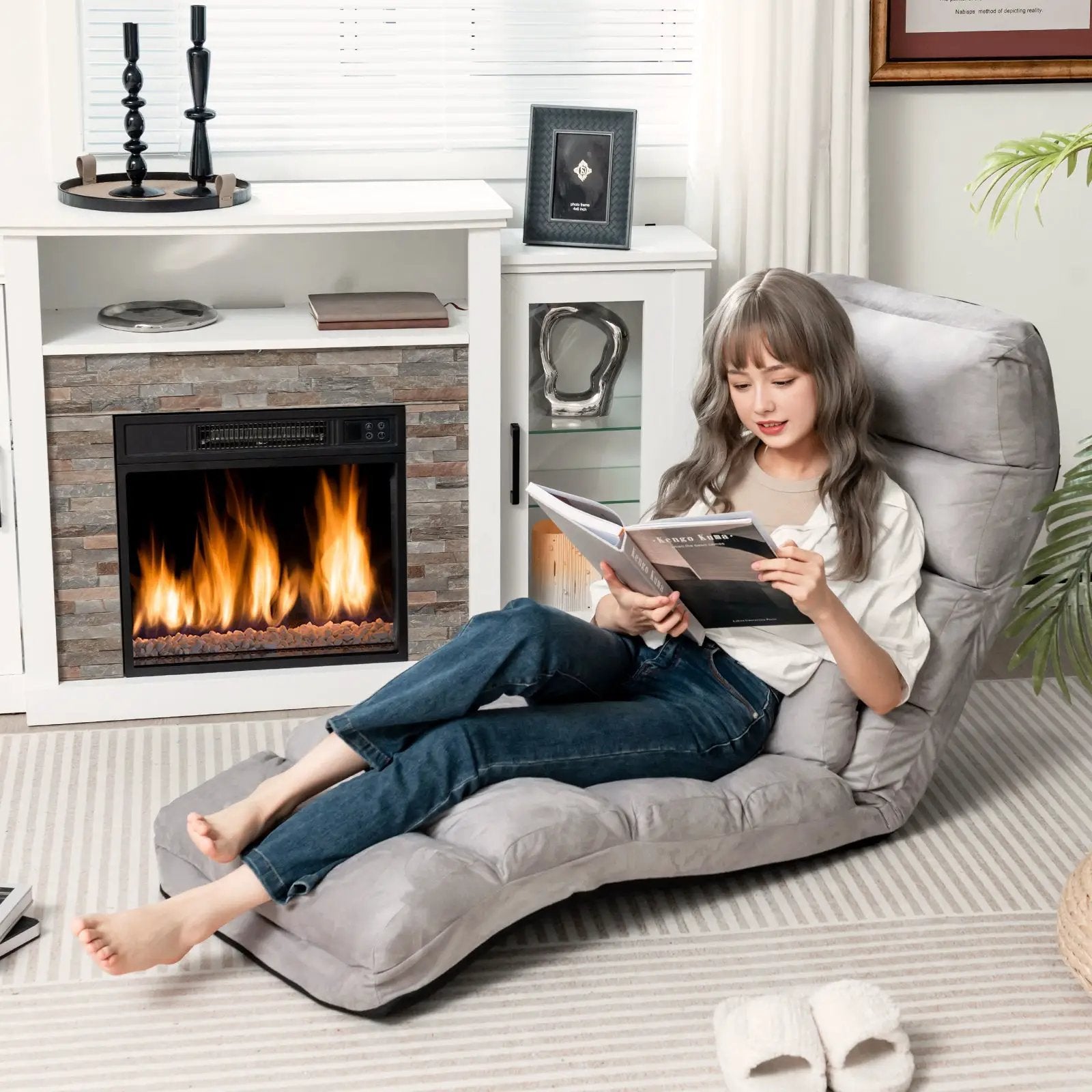Folding Lazy Sofa Chair Stylish Sofa Couch Beds Lounge Chair W/Pillow by DirectDeals
