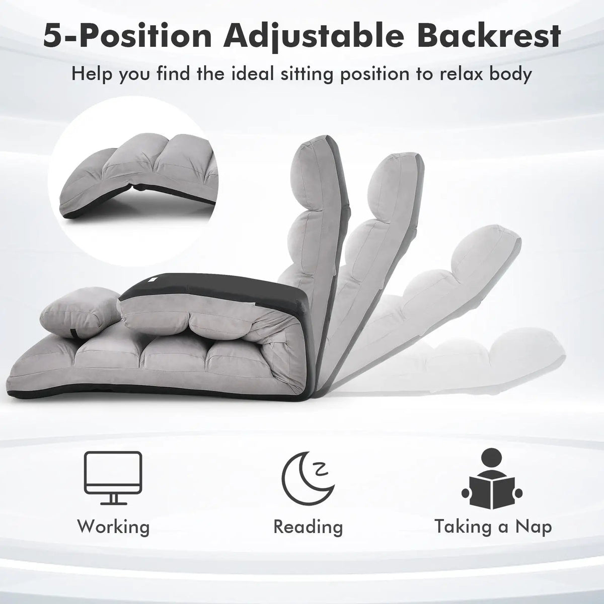 Folding Lazy Sofa Chair Stylish Sofa Couch Beds Lounge Chair W/Pillow by DirectDeals
