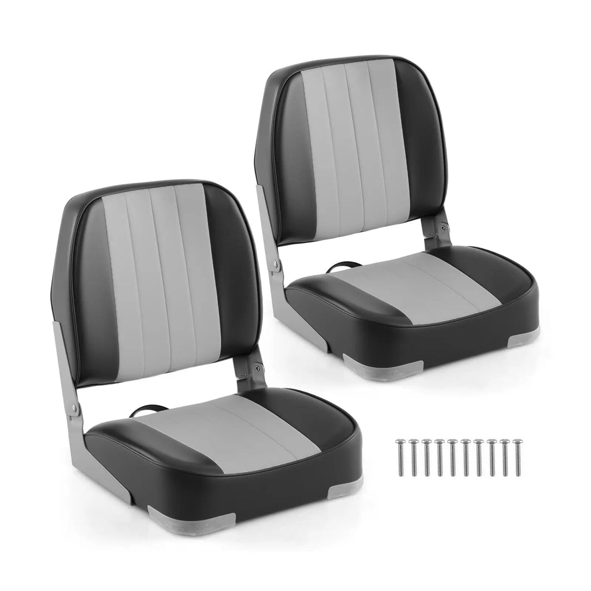2-Pack Boat Seats Folding Low Back Boat Chairs Waterproof PVC Leather Cabin Seating by DirectDeals