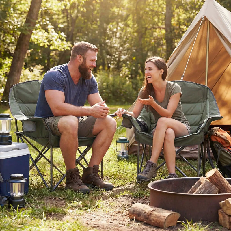 Folding Oversized Camping Chair with Side Pockets and Cup Holder by DirectDeals