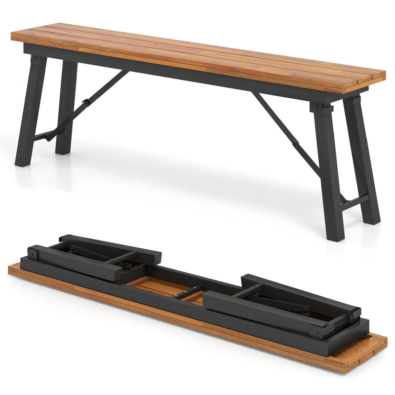 Folding Picnic Bench Set Rectangular Acacia Wood Dining Camping BBQ Benches by DirectDeals