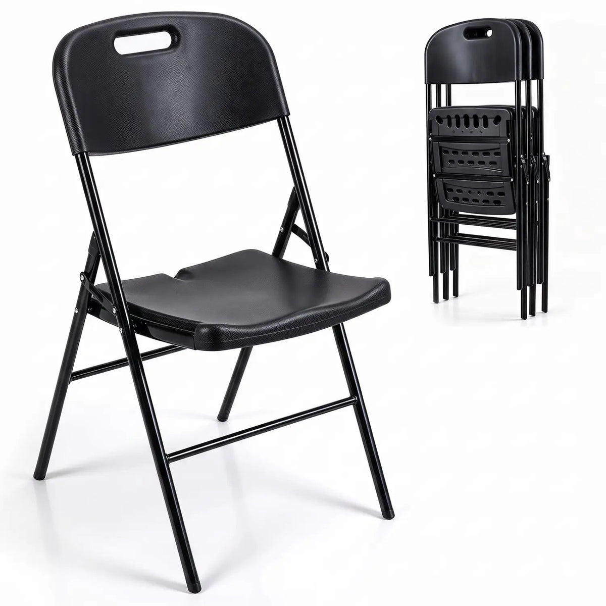 Folding Plastic Chairs 4-Pack, 330 LBS Capacity by DirectDeals