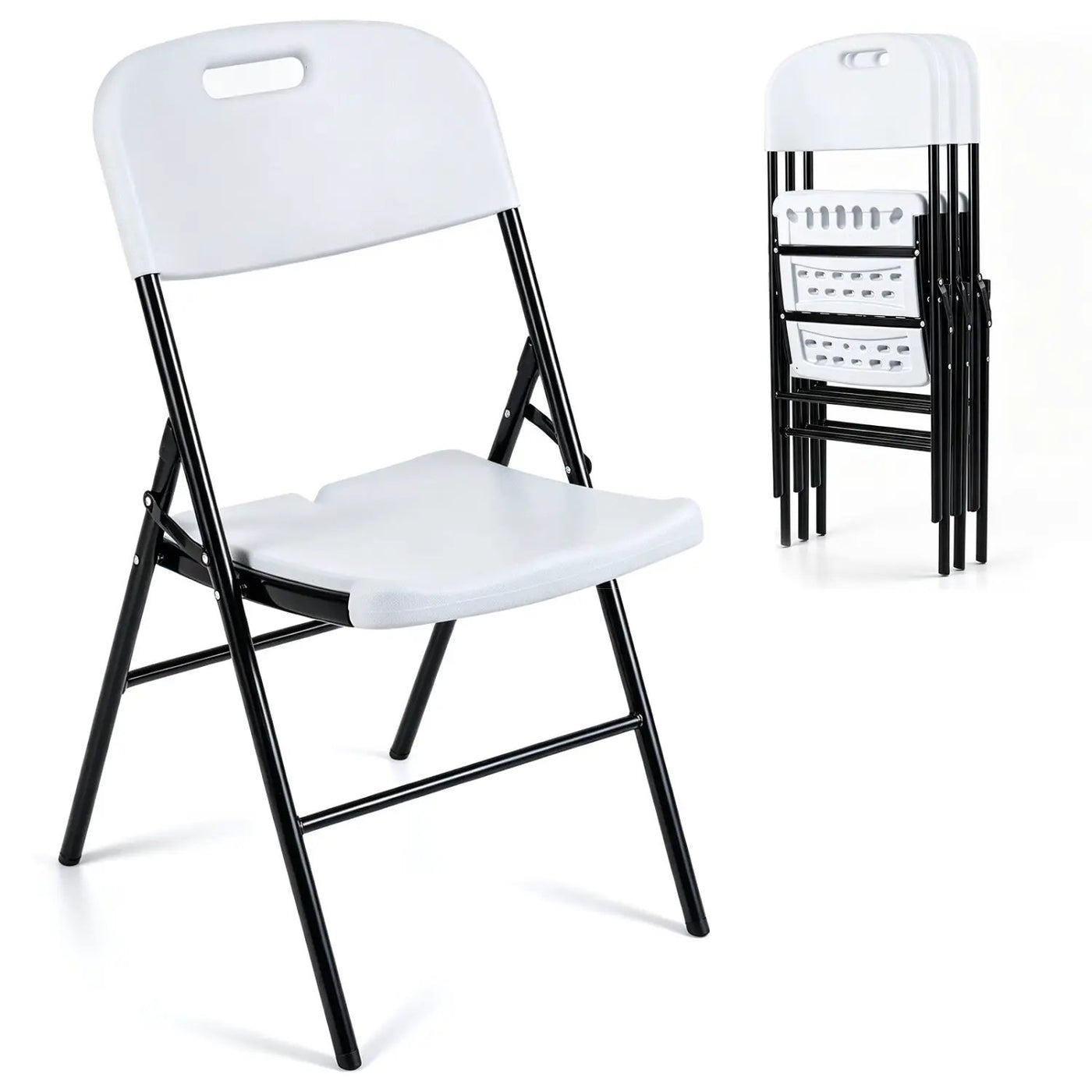 Folding Plastic Chairs 4-Pack, 330 LBS Capacity by DirectDeals