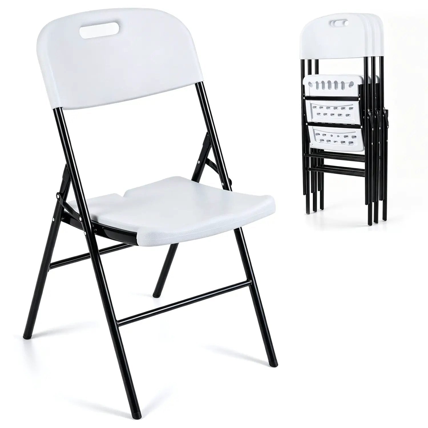 Folding Plastic Chairs 4-Pack, 330 LBS Capacity by DirectDeals