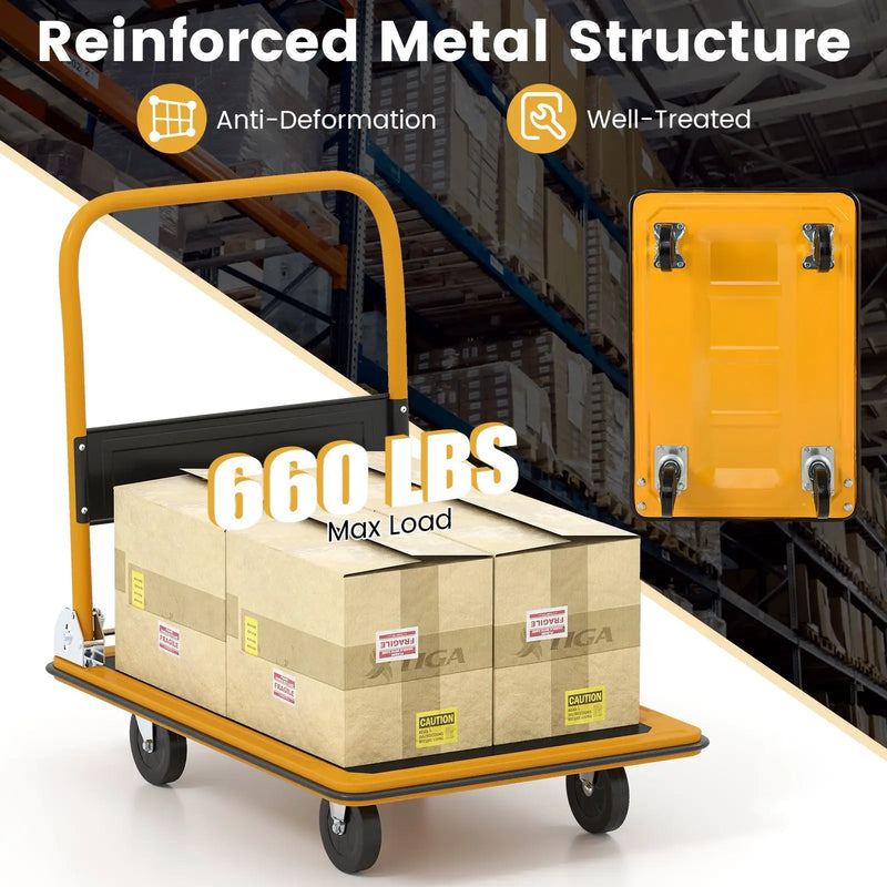 660 Pounds Folding Platform Cart Dolly Hand Truck by DirectDeals