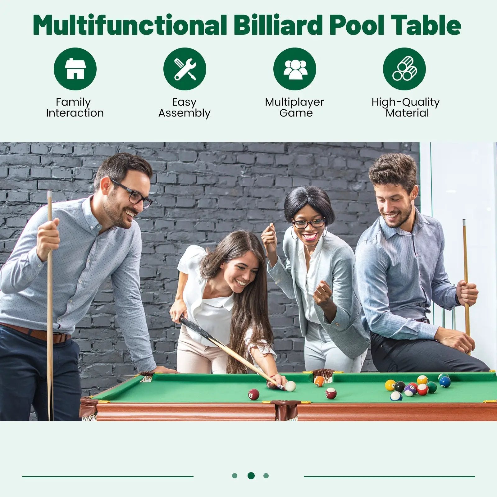 Folding Portable Billiards Table Game Set with Adjustable Foot Levelers by DirectDeals