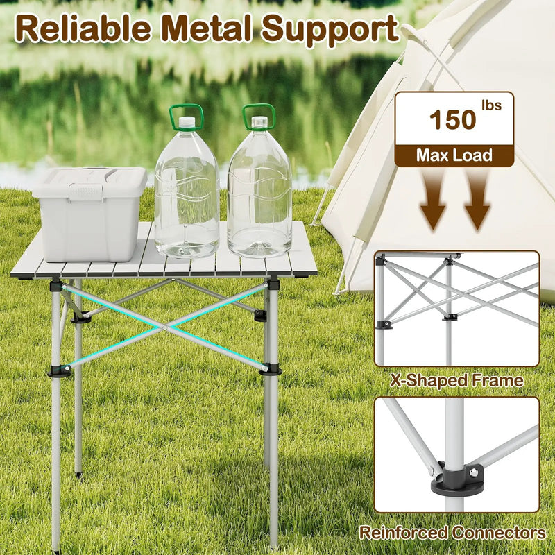 Folding Roll-up Camping Table with Metal Legs by DirectDeals