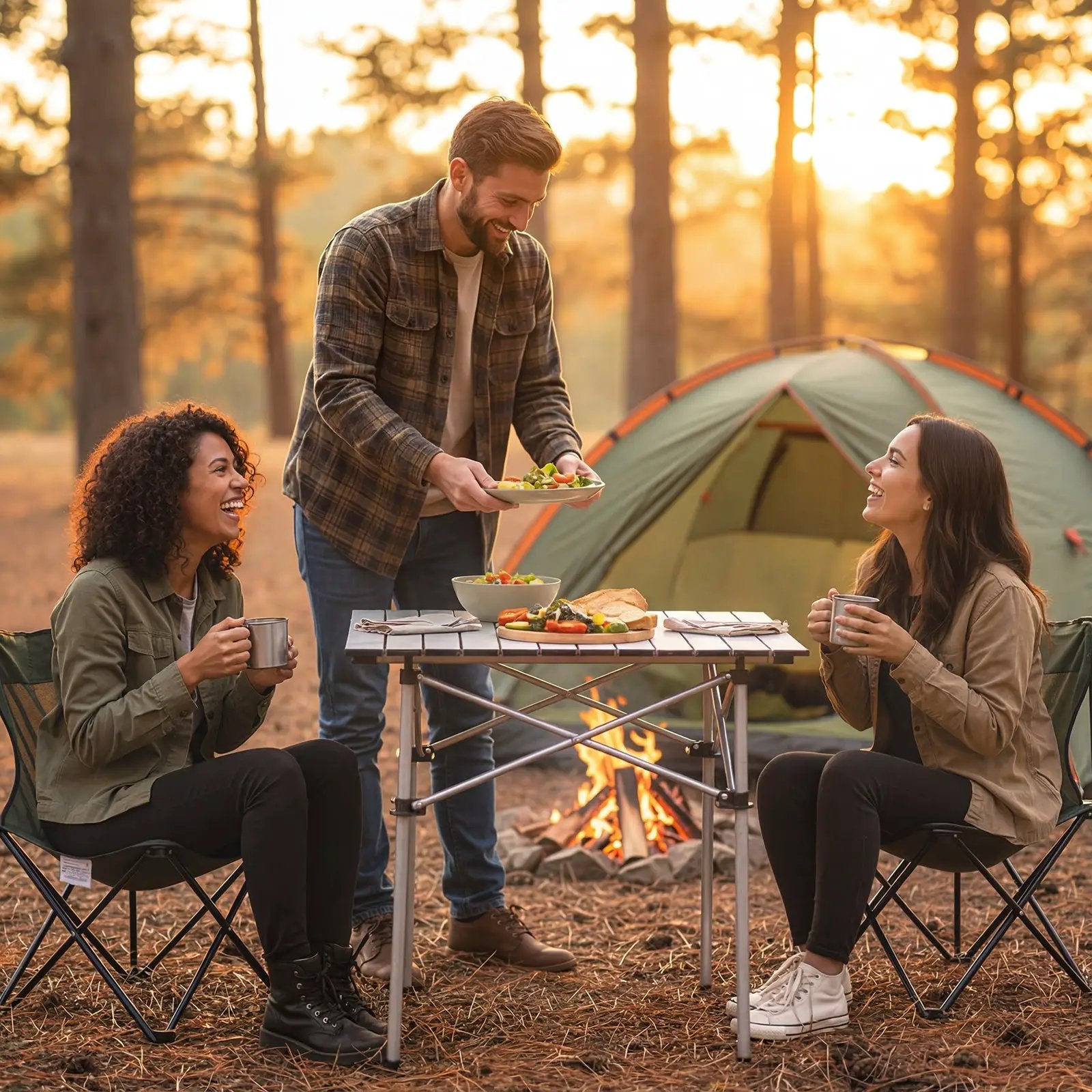 Folding Roll-up Camping Table with Metal Legs by DirectDeals