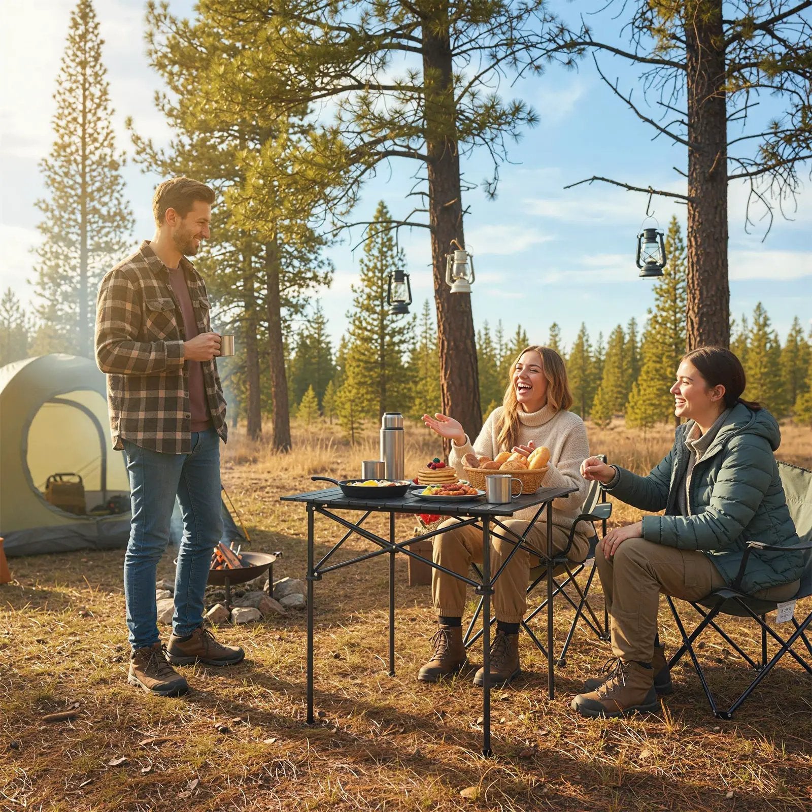 Folding Roll-up Camping Table with Metal Legs by DirectDeals