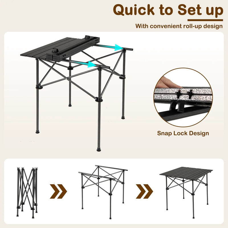 Folding Roll-up Camping Table with Metal Legs by DirectDeals