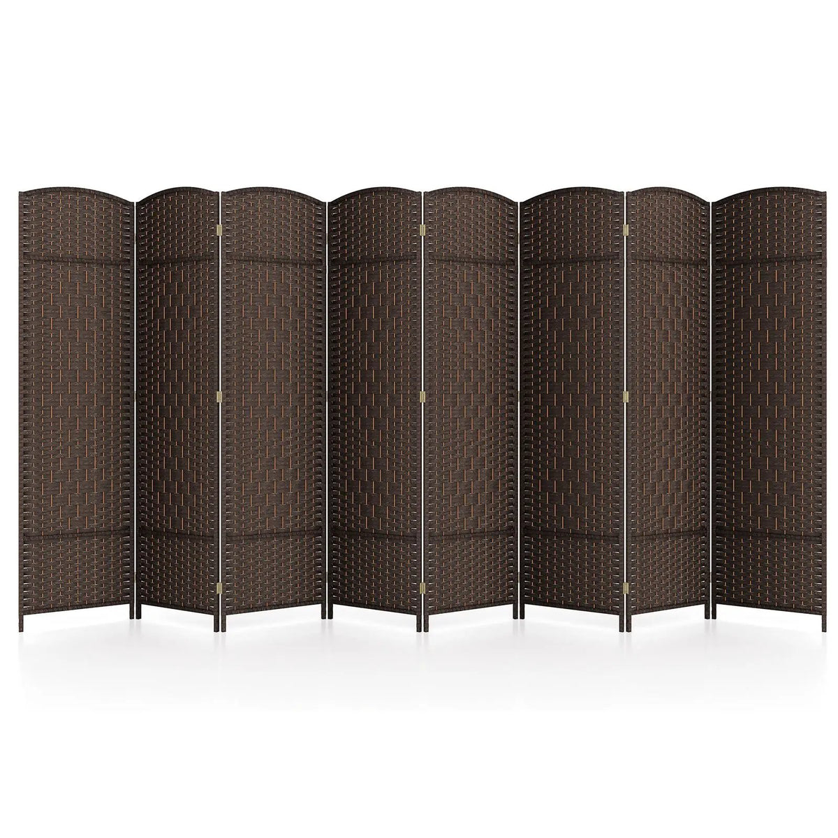 8-Panel Folding Room Divider with Hand-Woven Texture and Solid Wood Frame by DirectDeals