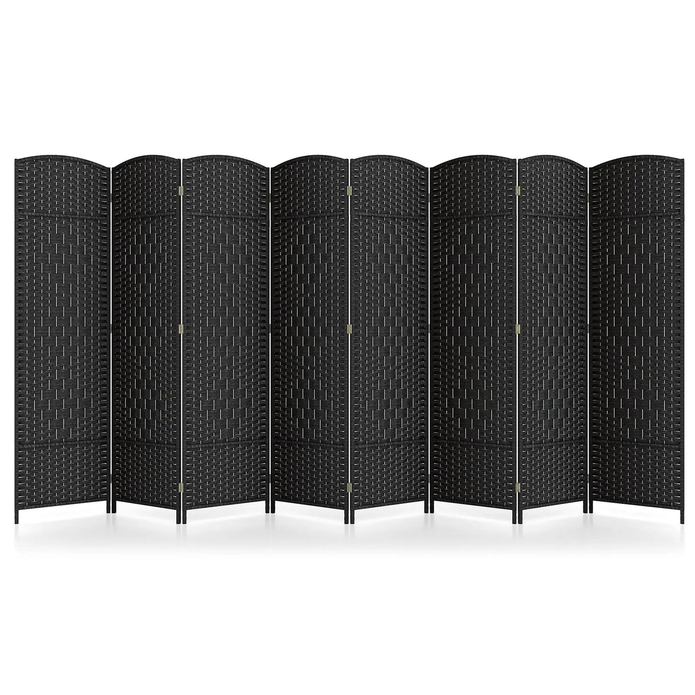 8-Panel Folding Room Divider with Hand-Woven Texture and Solid Wood Frame by DirectDeals