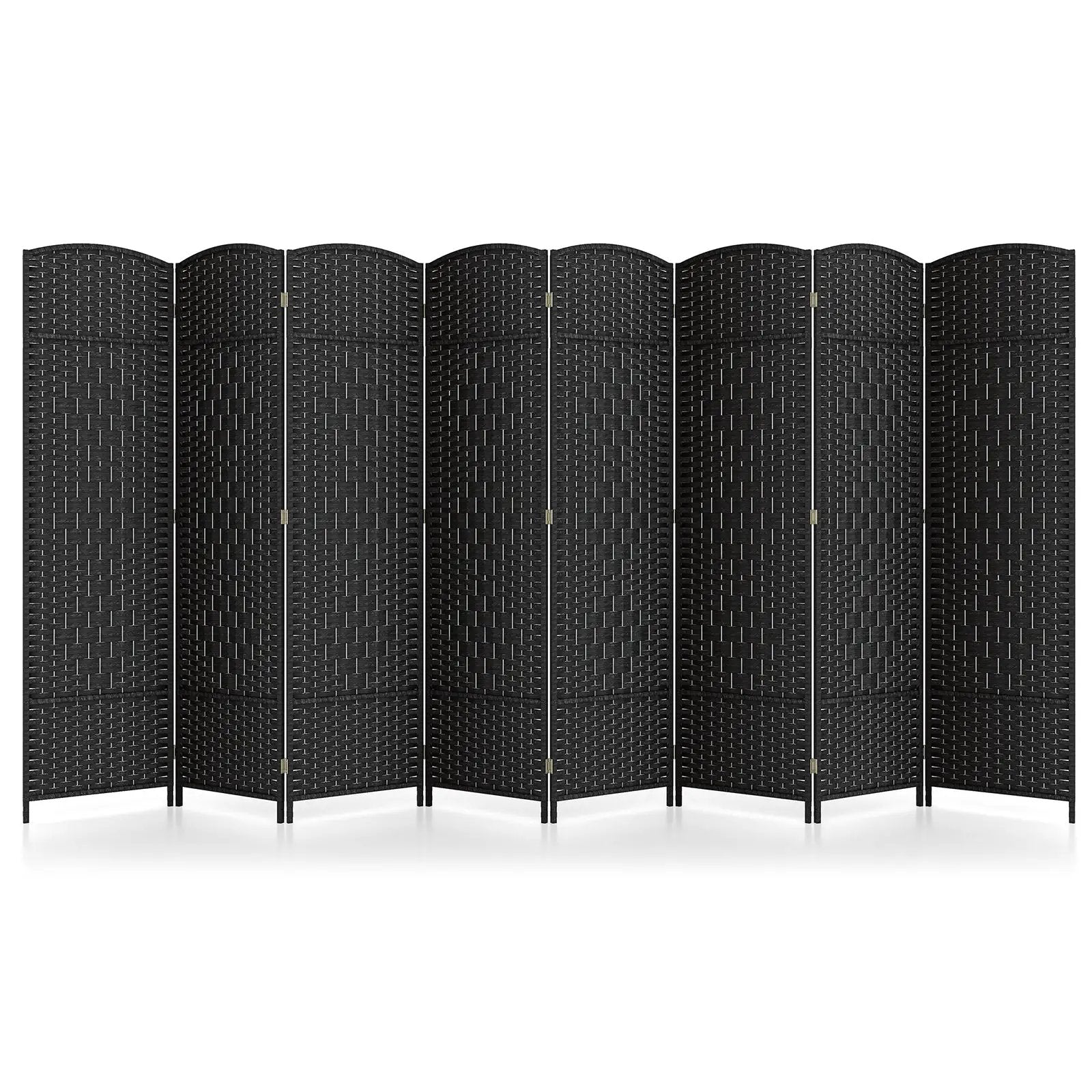8-Panel Folding Room Divider with Hand-Woven Texture and Solid Wood Frame by DirectDeals