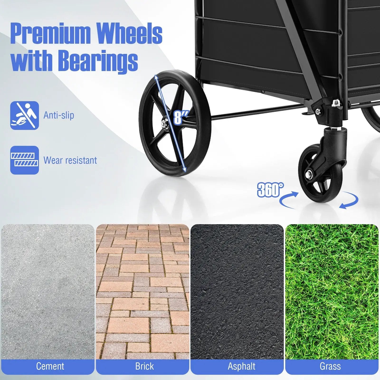 Folding Shopping Cart with Waterproof Liner Wheels and Basket by DirectDeals