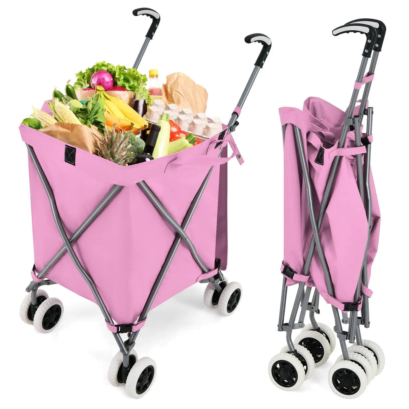 Folding Shopping Utility Cart with Water-Resistant Removable Canvas Bag by DirectDeals