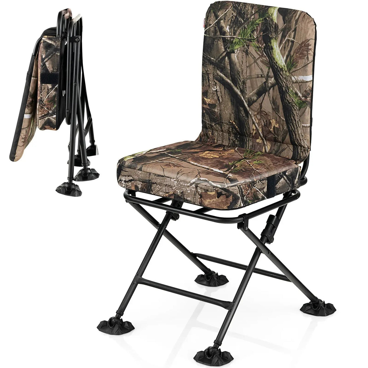 Swivel Folding Chair with Backrest and Padded Cushion by DirectDeals