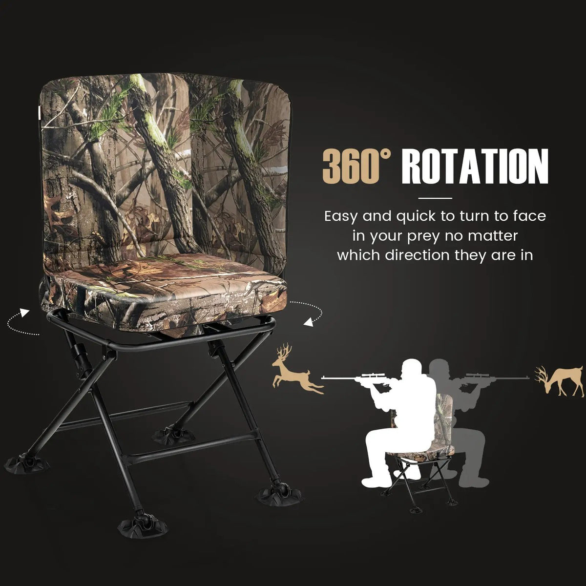 Swivel Folding Chair with Backrest and Padded Cushion by DirectDeals