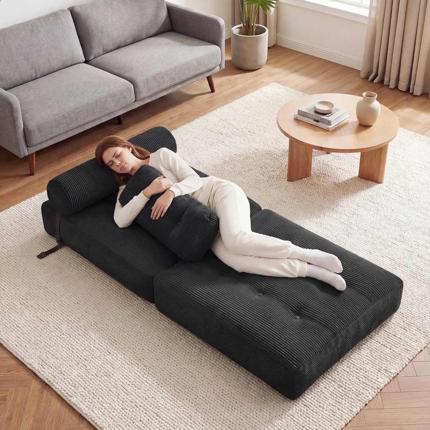 Folding Sofa Bed with Pillow and Back Support for Living Room by DirectDeals
