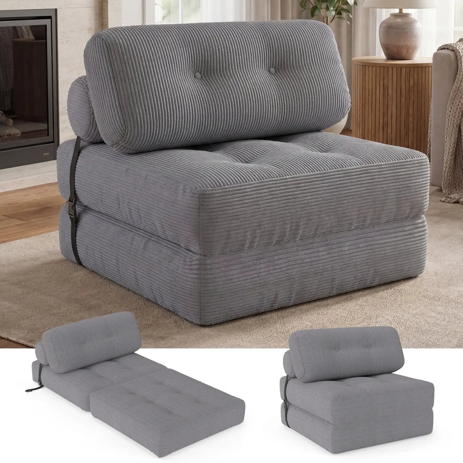 Folding Sofa Bed with Pillow and Back Support for Living Room by DirectDeals