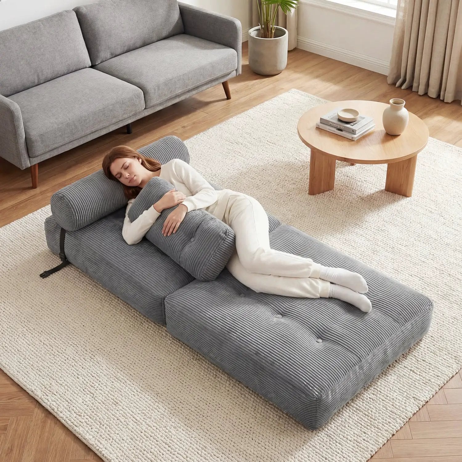 Folding Sofa Bed with Pillow and Back Support for Living Room by DirectDeals