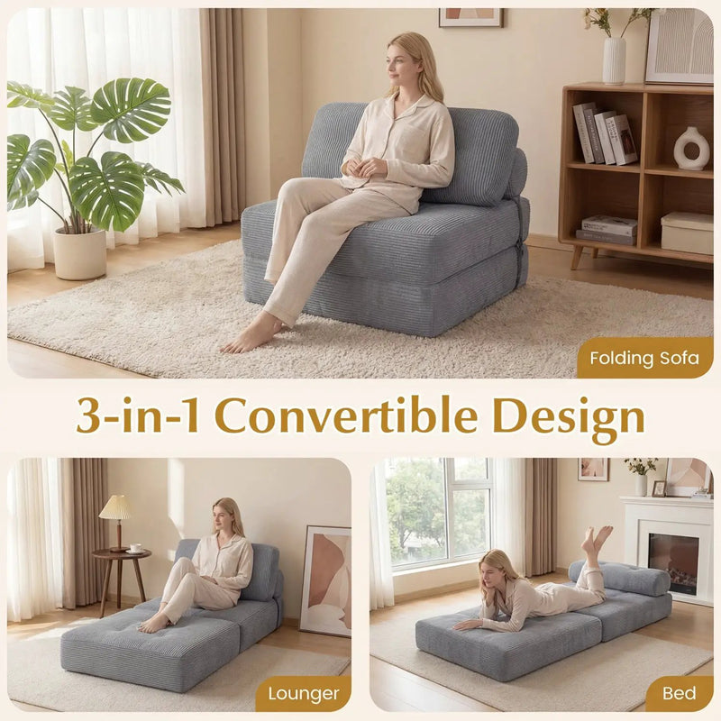 Folding Sofa Bed with Pillow and Back Support for Living Room by DirectDeals