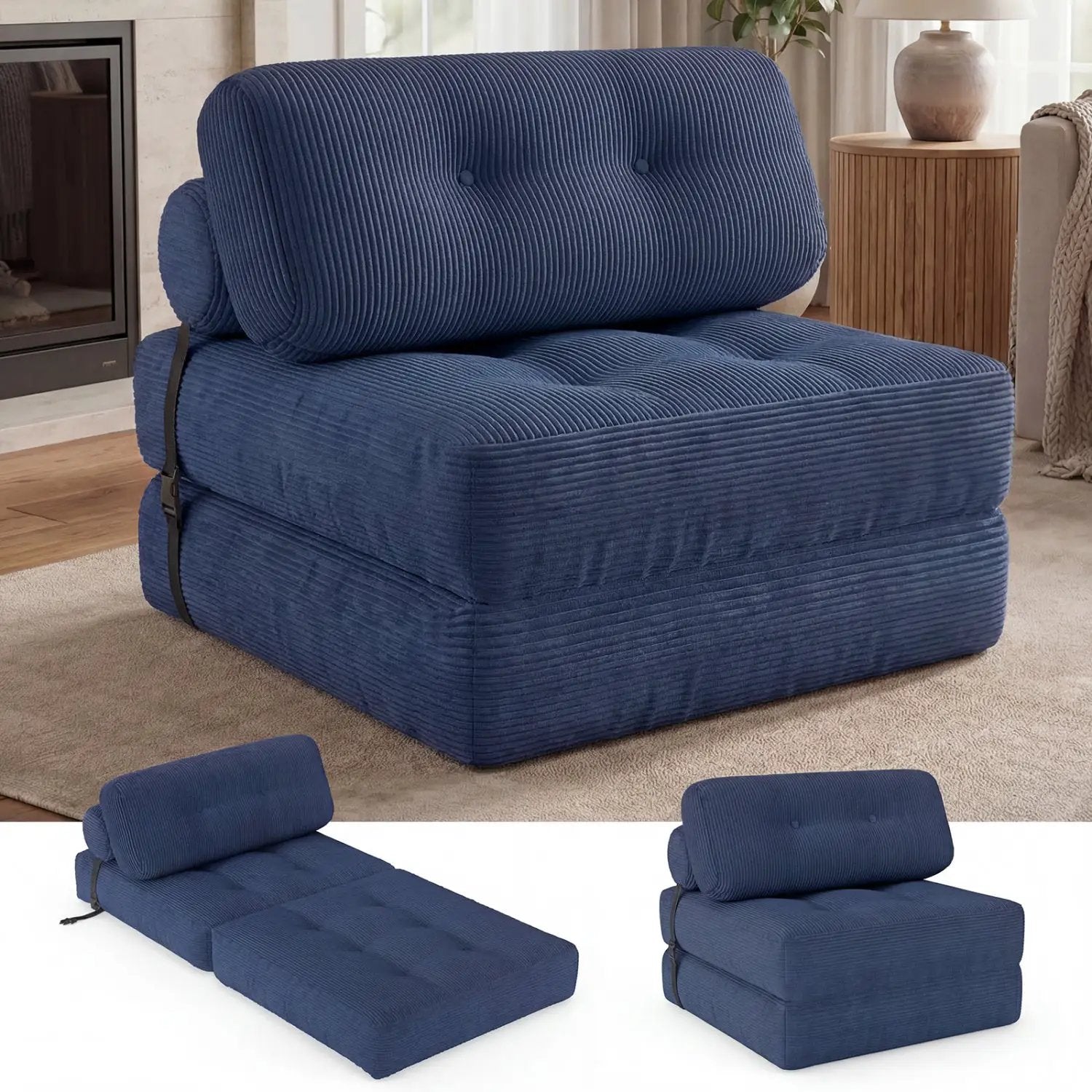 Folding Sofa Bed with Pillow and Back Support for Living Room by DirectDeals