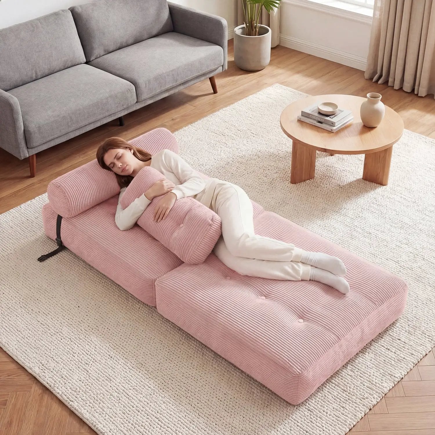 Folding Sofa Bed with Pillow and Back Support for Living Room by DirectDeals