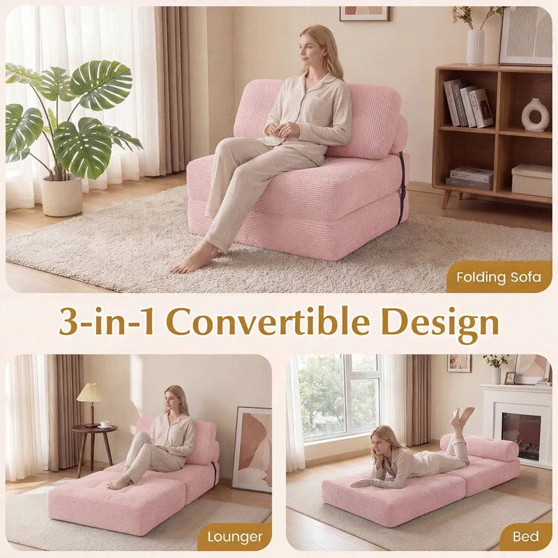Folding Sofa Bed with Pillow and Back Support for Living Room by DirectDeals