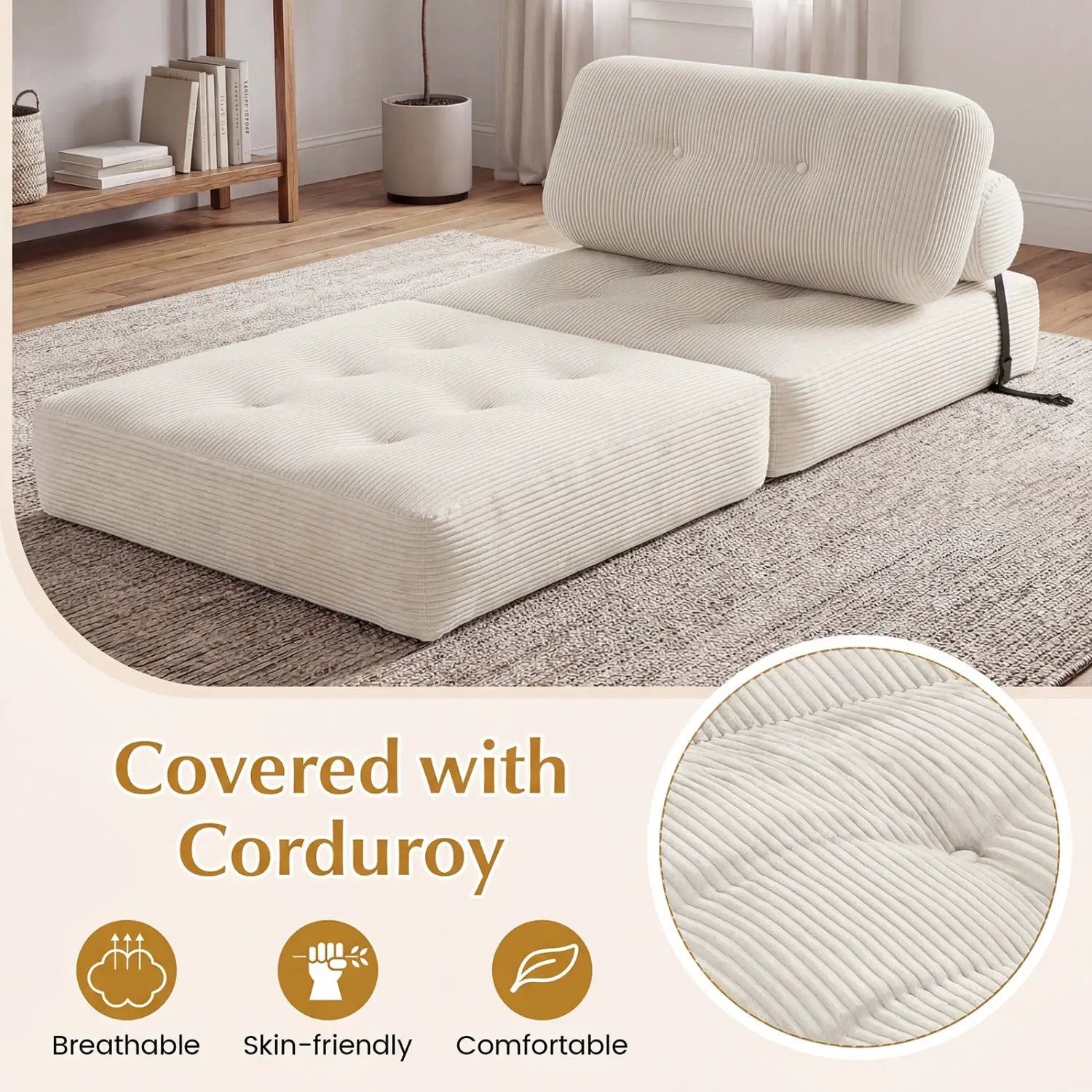 Folding Sofa Bed with Pillow and Back Support for Living Room by DirectDeals