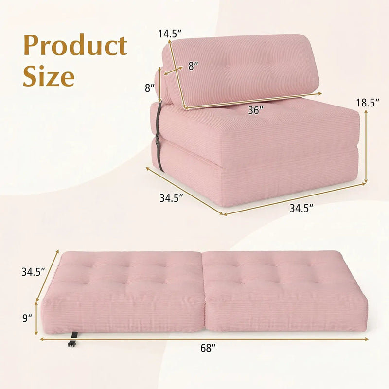 Folding Sofa Bed with Pillow and Back Support for Living Room by DirectDeals