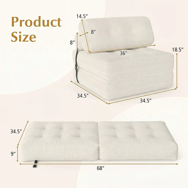 Folding Sofa Bed with Pillow and Back Support for Living Room by DirectDeals