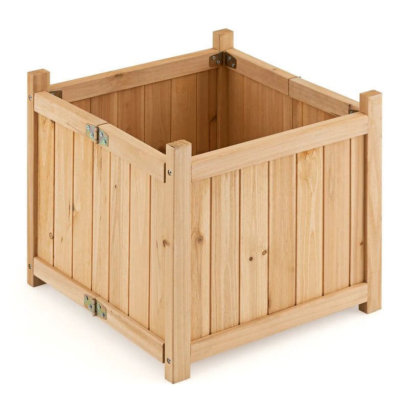 Folding Square Fir Wood Raised Garden Bed with Removable Bottom by DirectDeals
